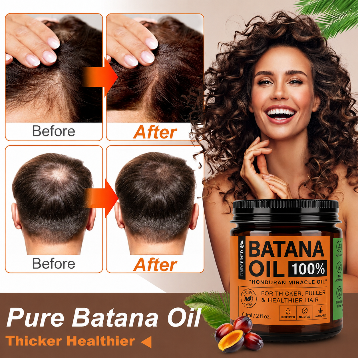 Batana Oil for Hair Growth,Raw Organic Batana Mask from Honduras🌱