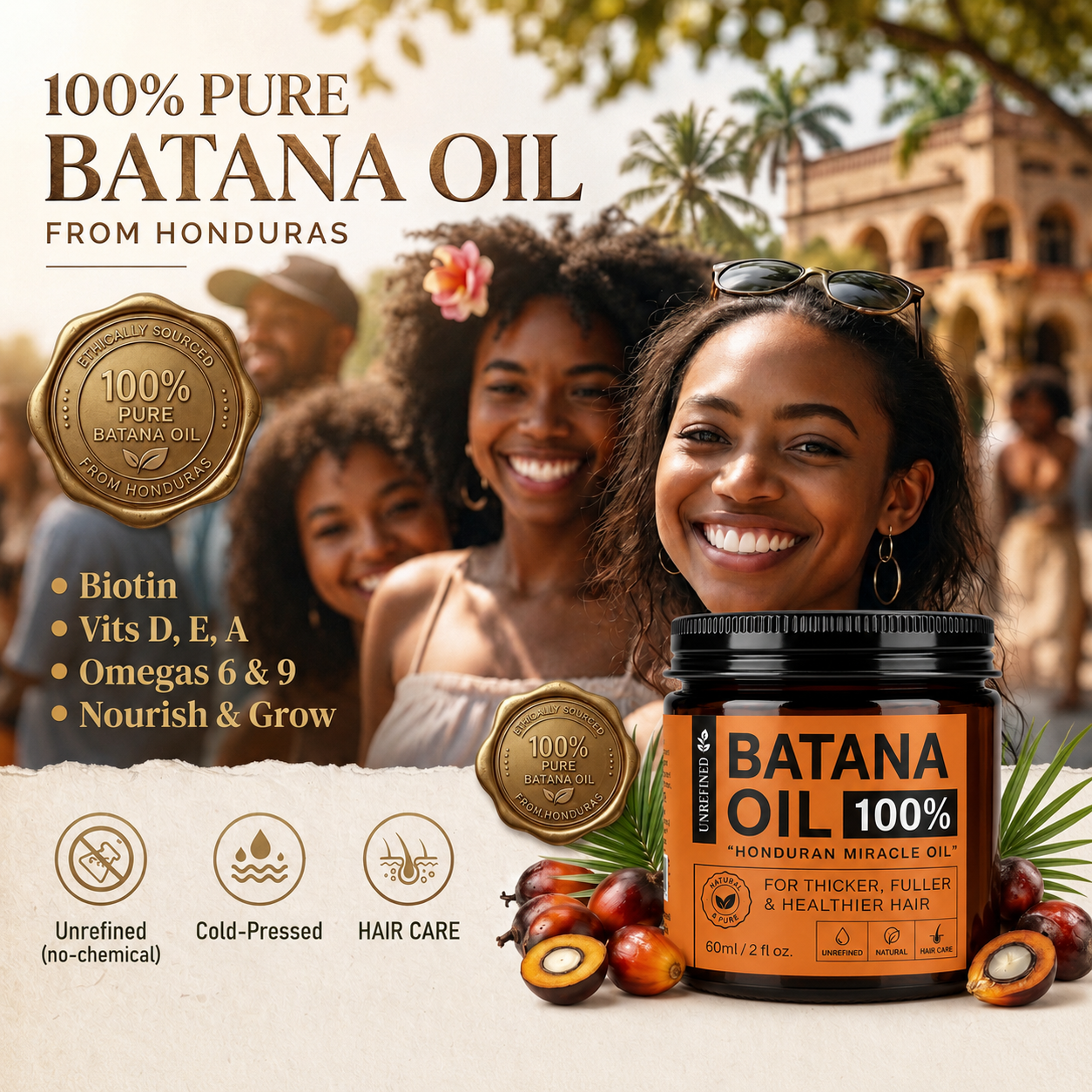Batana Oil for Hair Growth,Raw Organic Batana Mask from Honduras🌱